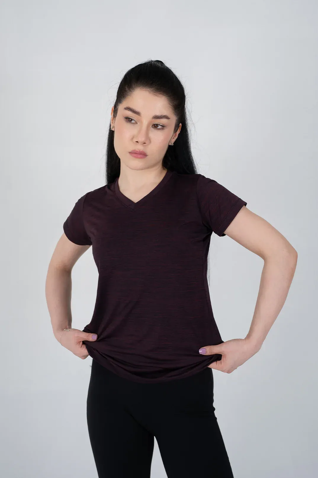 POWER FEMME BURGUNDY MELANGE T-SHIRT